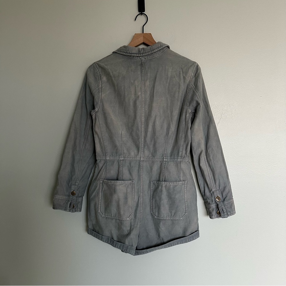 Free People Long Sleeve One Piece Button Front Collared Utility Romper - Picture 4 of 5